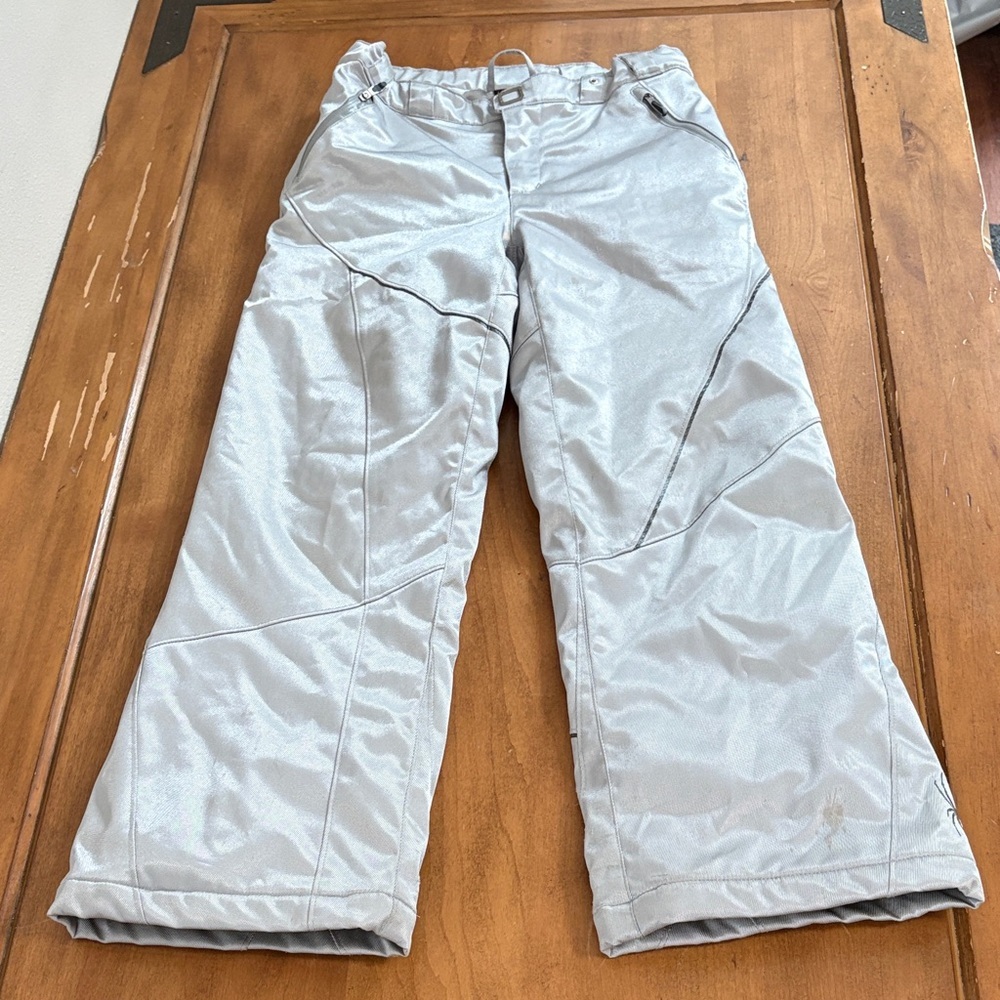 Spyder Thrill Athletic Fit Ski Snowboarding Silver Pants Size 10